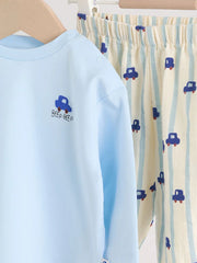 Blue Car Baby Top and Trousers Set (0mths-3yrs)