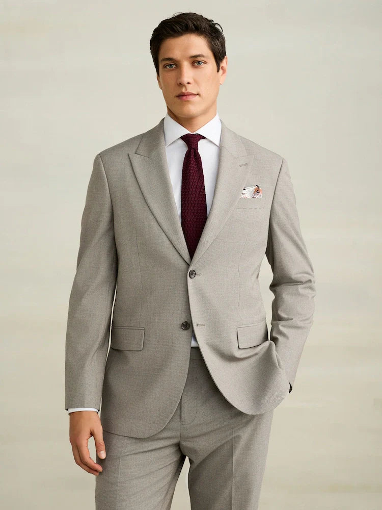 Neutral Regular Fit Motionflex Puppytooth Texture Suit Jacket