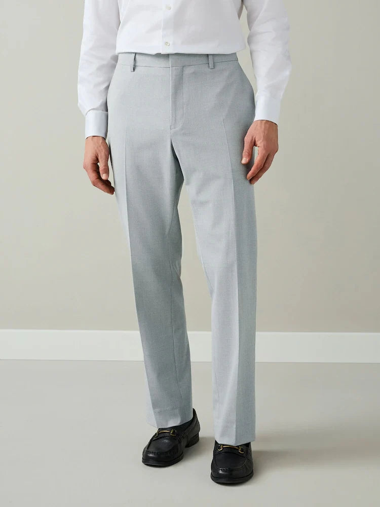 Grey Regular Fit Motionflex Puppytooth Texture Suit Trousers