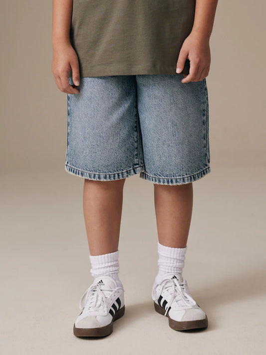Mid Blue Denim Jort Shorts (3-16yrs)