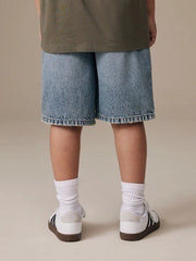 Mid Blue Denim Jort Shorts (3-16yrs)