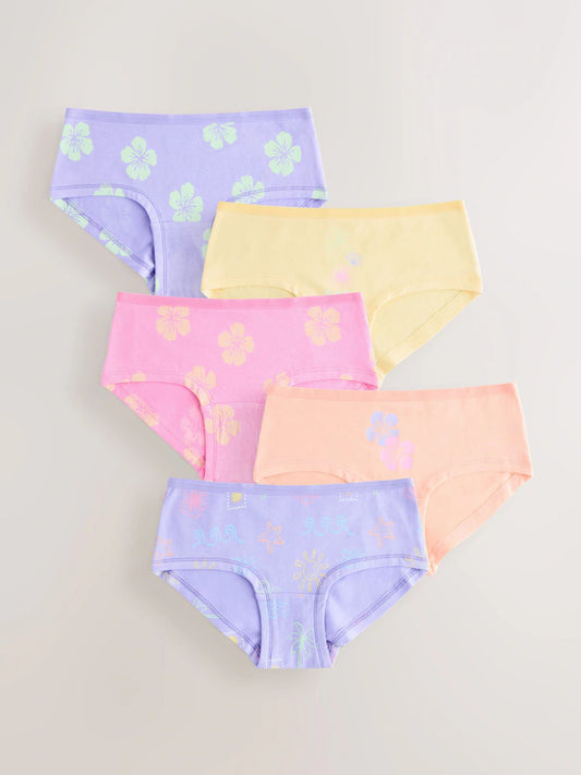 Pink/Lilac Print Hipster Briefs 5 Pack (2-16yrs)