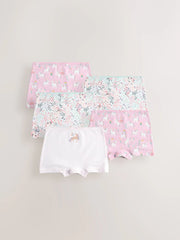 Pink Unicorn Short Briefs 5 Pack (2-16yrs)
