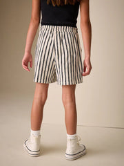Black/White Stripe Textured Shorts (3-16yrs)