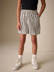 Black/White Stripe Textured Shorts (3-16yrs)