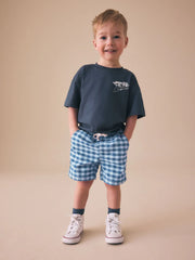 Blue Gingham Pull On Loose Denim Shorts (3mths-7yrs)