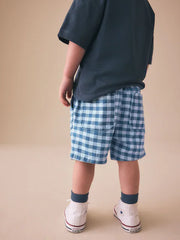 Blue Gingham Pull On Loose Denim Shorts (3mths-7yrs)