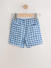 Blue Gingham Pull On Loose Denim Shorts (3mths-7yrs)