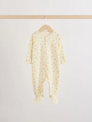 Pink/Yellow Two Way Zip Baby Sleepsuits 4 Pack (0-2yrs)