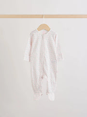 Pink/Yellow Two Way Zip Baby Sleepsuits 4 Pack (0-2yrs)