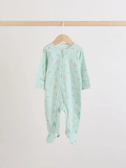 Pink/Yellow Two Way Zip Baby Sleepsuits 4 Pack (0-2yrs)