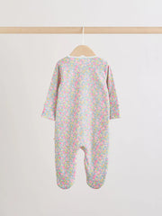 Pink/Yellow Two Way Zip Baby Sleepsuits 4 Pack (0-2yrs)
