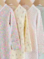 Pink/Yellow Two Way Zip Baby Sleepsuits 4 Pack (0-2yrs)