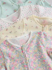 Pink/Yellow Two Way Zip Baby Sleepsuits 4 Pack (0-2yrs)