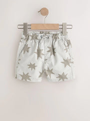 Brown/Star/Checkerboard Pull On Shorts 3 Pack (3mths-7yrs)