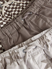 Brown/Star/Checkerboard Pull On Shorts 3 Pack (3mths-7yrs)