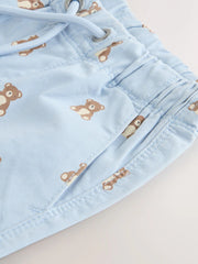 Blue Bear Print Pull On Shorts (3mths-7yrs)