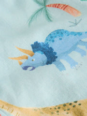 Blue Dino Print Linen Blend Pull On Shorts (3mths-7yrs)