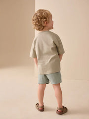Sage Green Soft Textured Pull On Shorts (3mths-7yrs)