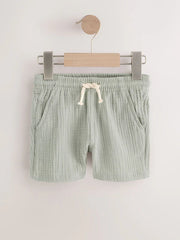 Sage Green Soft Textured Pull On Shorts (3mths-7yrs)