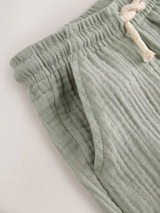 Sage Green Soft Textured Pull On Shorts (3mths-7yrs)