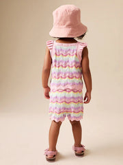 Pink Stripe Knitted Top And Shorts Set (3mths-7yrs)