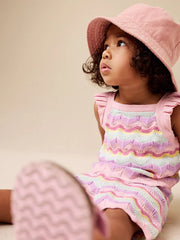 Pink Stripe Knitted Top And Shorts Set (3mths-7yrs)