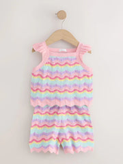 Pink Stripe Knitted Top And Shorts Set (3mths-7yrs)