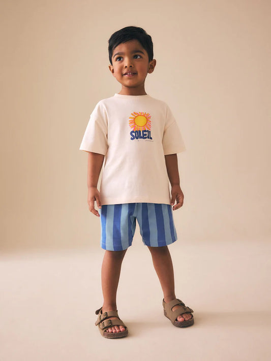 Ecru Soleil Sun Short Sleeve Back Print T-Shirt and Shorts Set (3mths-7yrs)
