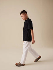 White Linen Blend Pull On Trousers (3-16yrs)