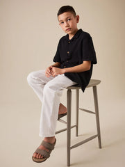 White Linen Blend Pull On Trousers (3-16yrs)