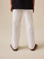 White Linen Blend Pull On Trousers (3-16yrs)