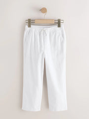 White Linen Blend Pull On Trousers (3-16yrs)