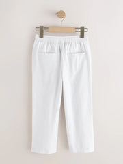 White Linen Blend Pull On Trousers (3-16yrs)