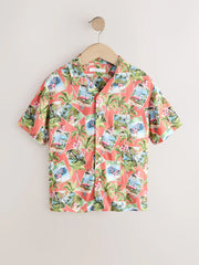 Peach Pink Postcard All Over Print Short Sleeve Revere Collar Shirt (3-16yrs)