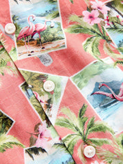 Peach Pink Postcard All Over Print Short Sleeve Revere Collar Shirt (3-16yrs)