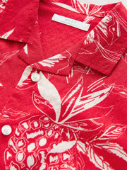 Red Pineapple Print Short Sleeve Revere Collar Shirt (3-16yrs)