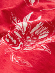 Red Pineapple Print Short Sleeve Revere Collar Shirt (3-16yrs)