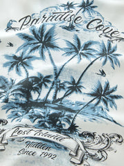 White/Blue Palm Border Short Sleeve Revere Collar Shirt (3-16yrs)
