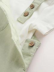 Sage Green Linen/Cotton Blend Dungaree and Bodysuit Baby Set (0mths-2yrs)