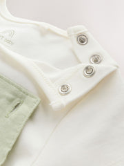 Sage Green Linen/Cotton Blend Dungaree and Bodysuit Baby Set (0mths-2yrs)