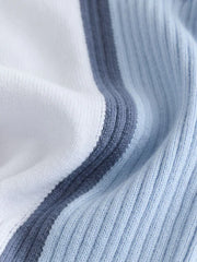 Blue/White Knitted Zip Neck Polo Shirt (3-16yrs)