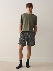 Green Woven Stripe Short Sleeve Pyjamas Set