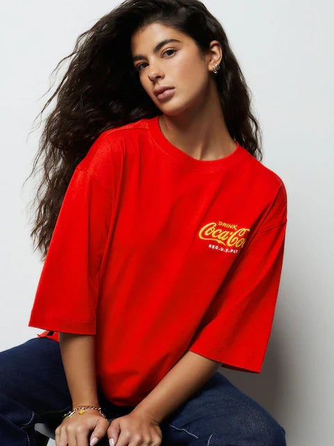 Red Official Coca Cola License Short Sleeve T-Shirt