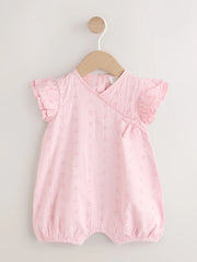 Pink Broderie Baby Romper (0mths-2yrs)