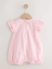 Pink Broderie Baby Romper (0mths-2yrs)