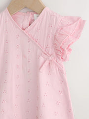 Pink Broderie Baby Romper (0mths-2yrs)