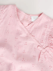 Pink Broderie Baby Romper (0mths-2yrs)