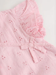 Pink Broderie Baby Romper (0mths-2yrs)