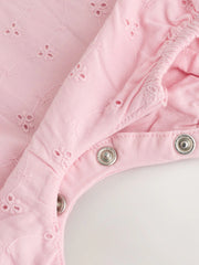Pink Broderie Baby Romper (0mths-2yrs)